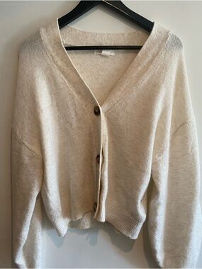 H&M Cream V-Neck Button-Front Cardigan